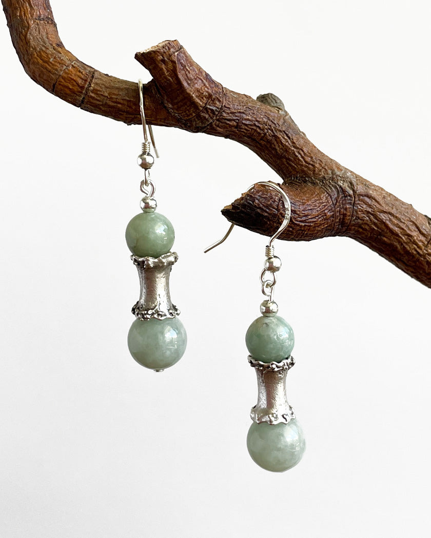 AMAZONITE AND ANTIQUED SILVER EARRINGS