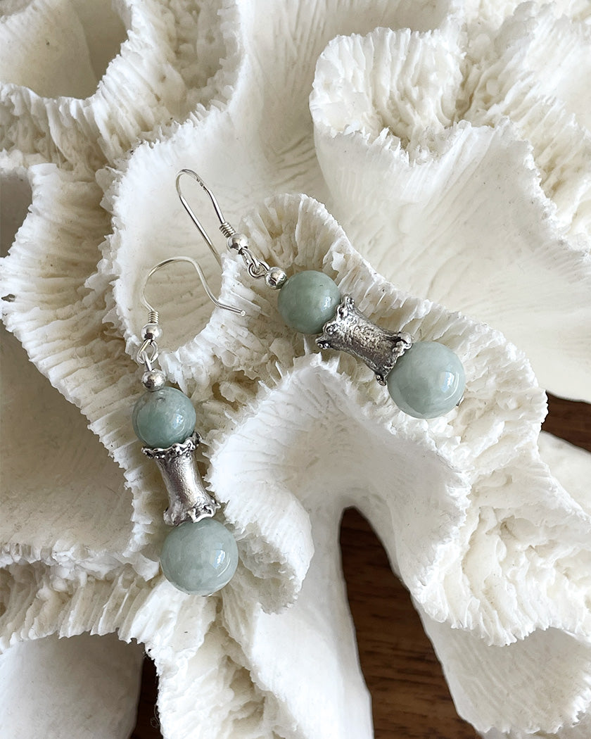 AMAZONITE AND ANTIQUED SILVER EARRINGS