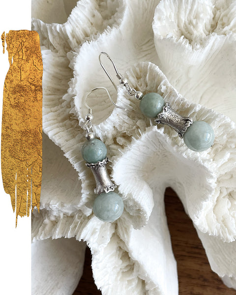 AMAZONITE AND ANTIQUED SILVER EARRINGS